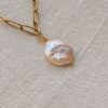 Ariel necklace with an iridescent baroque freshwater pearl and gold-plated paperclip chain