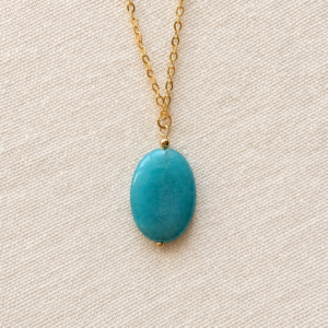 Blu amazonite necklace with gold-plated chain