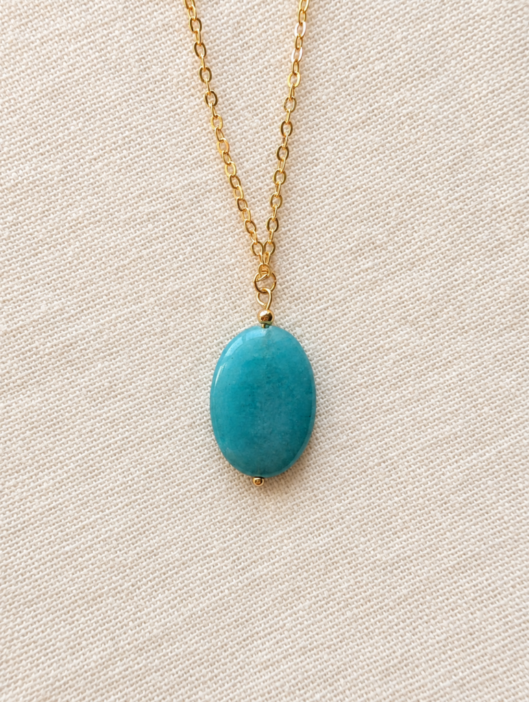 Blu amazonite necklace with gold-plated chain