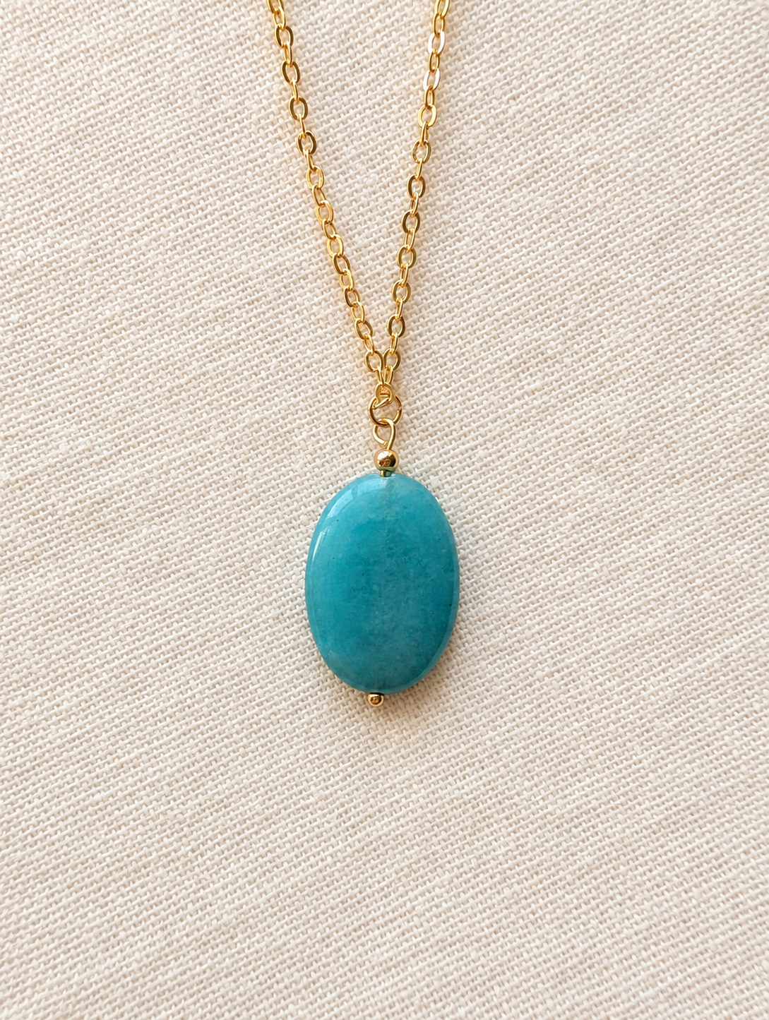 Blu amazonite necklace with gold-plated chain